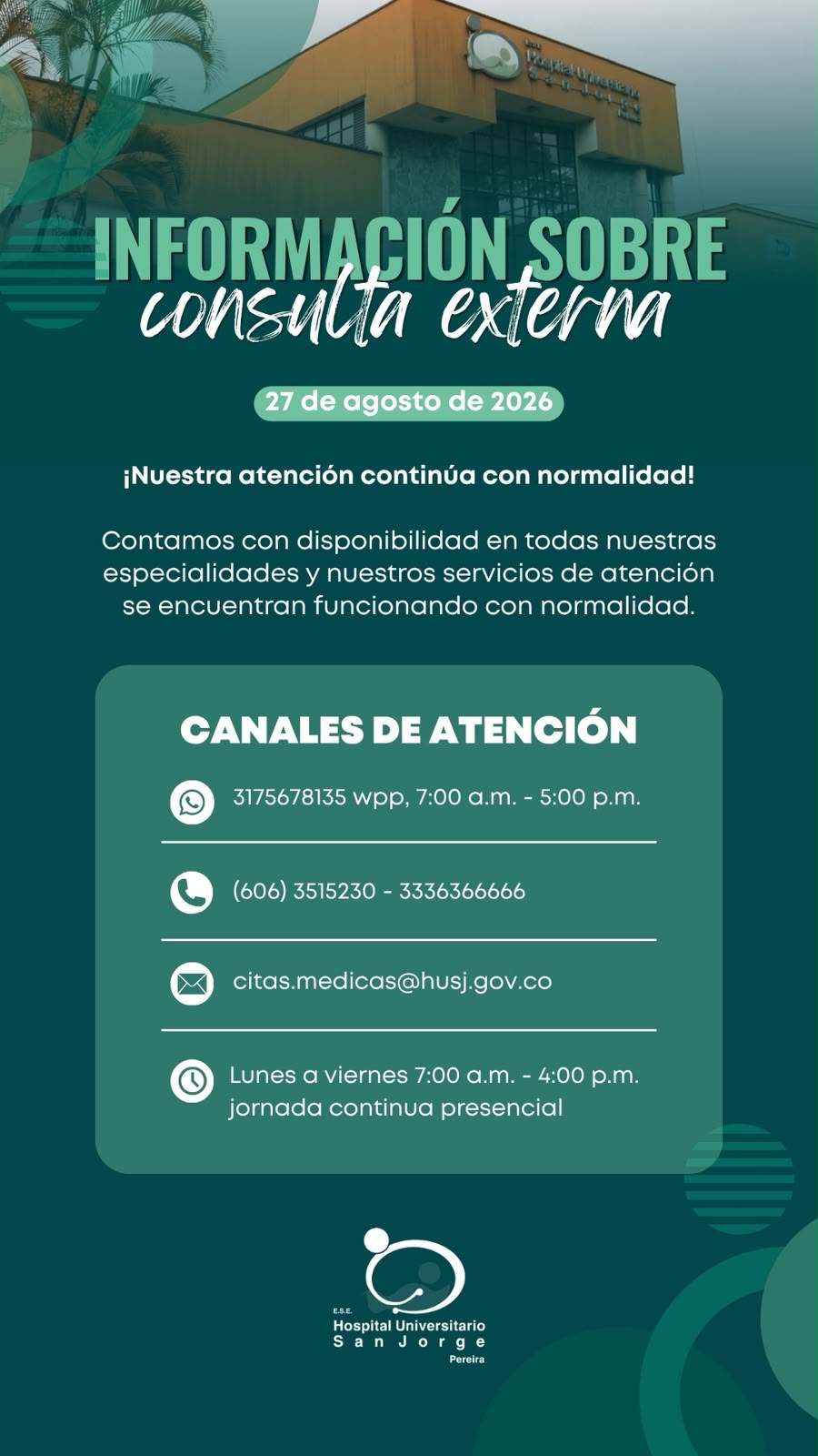 Campaña institucional del Banco de Sangre del Hospital Universitario San Jorge